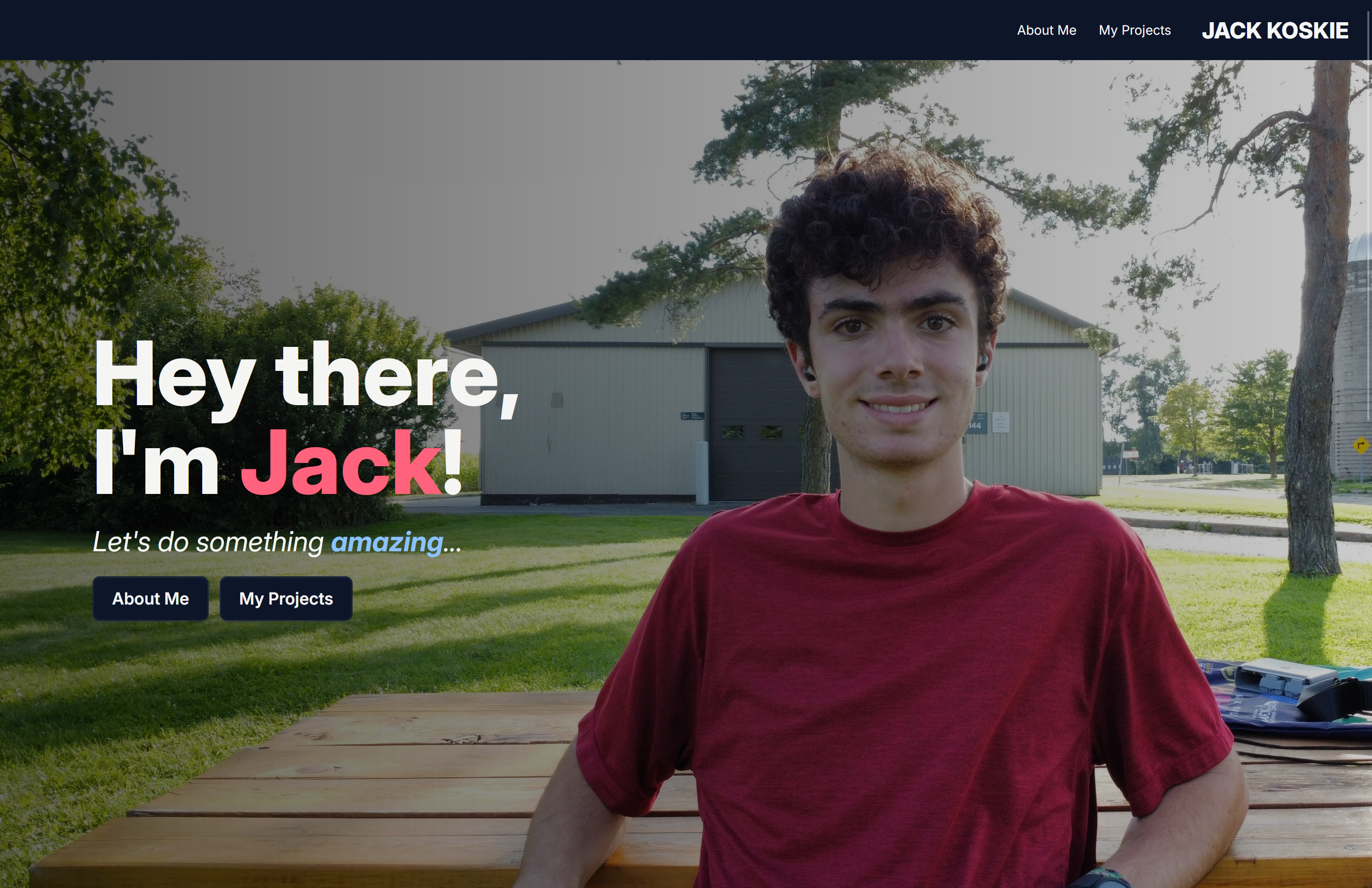 Jack Koskie sitting on a bench in a farm